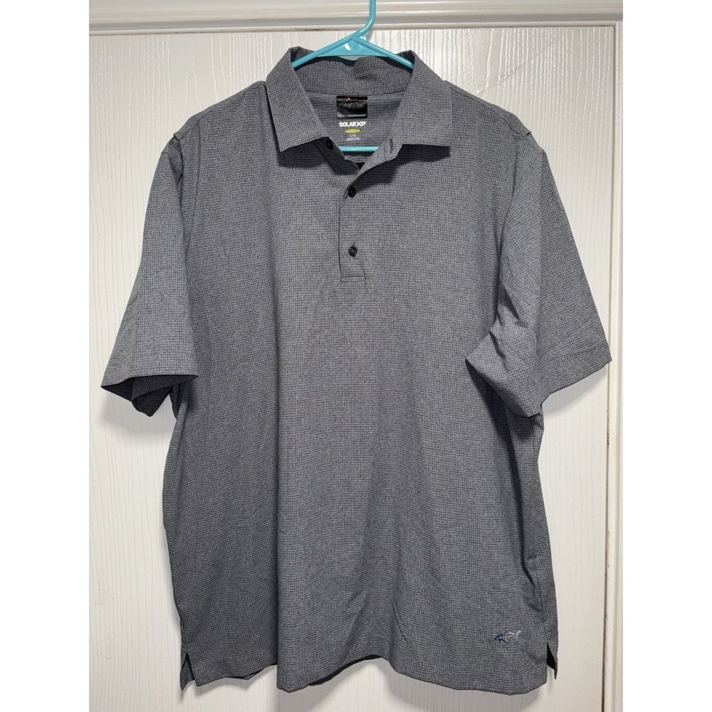 Greg Norman Solar XP Polo‎ Shirt Mens Large Gray Woven Golf Activewear